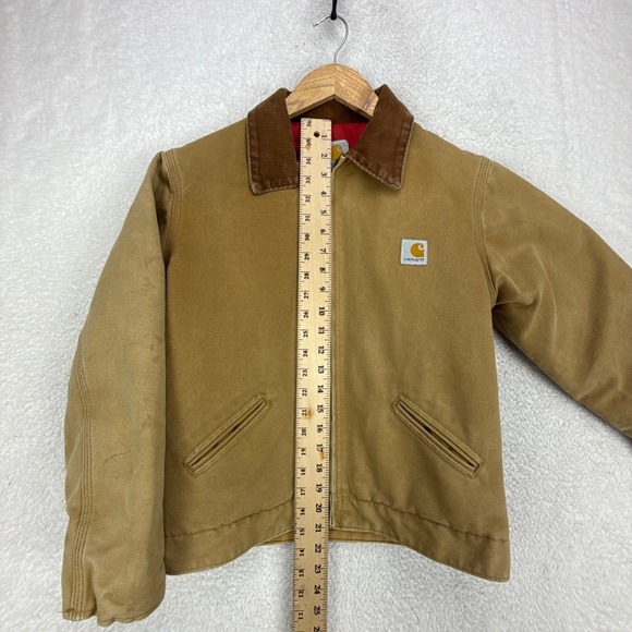 Carhartt Detroit Jacket Quilt Lined Youth 14 (XL) Y20 BRN Brown Red Lining - Picture 7 of 16